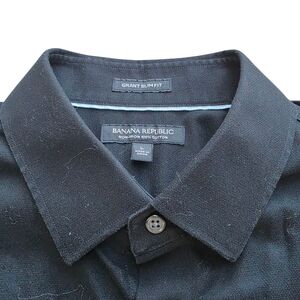Banana Republic Black Grant Slim Fit No Iron Button Down Shirt Size L